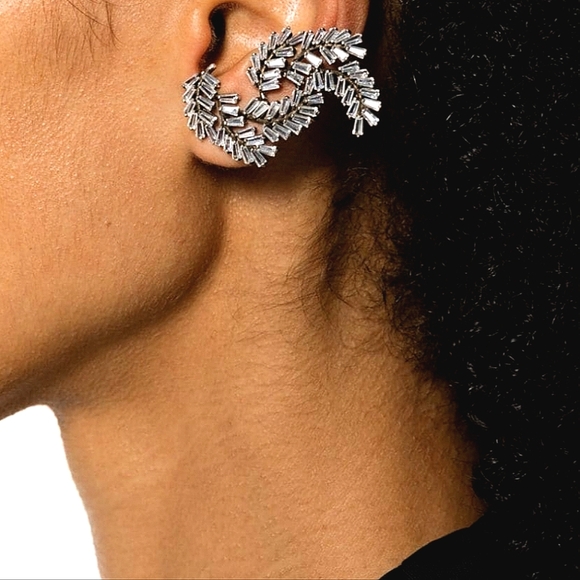 NWT$545 ISABEL MARANT Feather Boucle d'Oreill Crystal Ear Cuffs Earrings - Picture 1 of 15